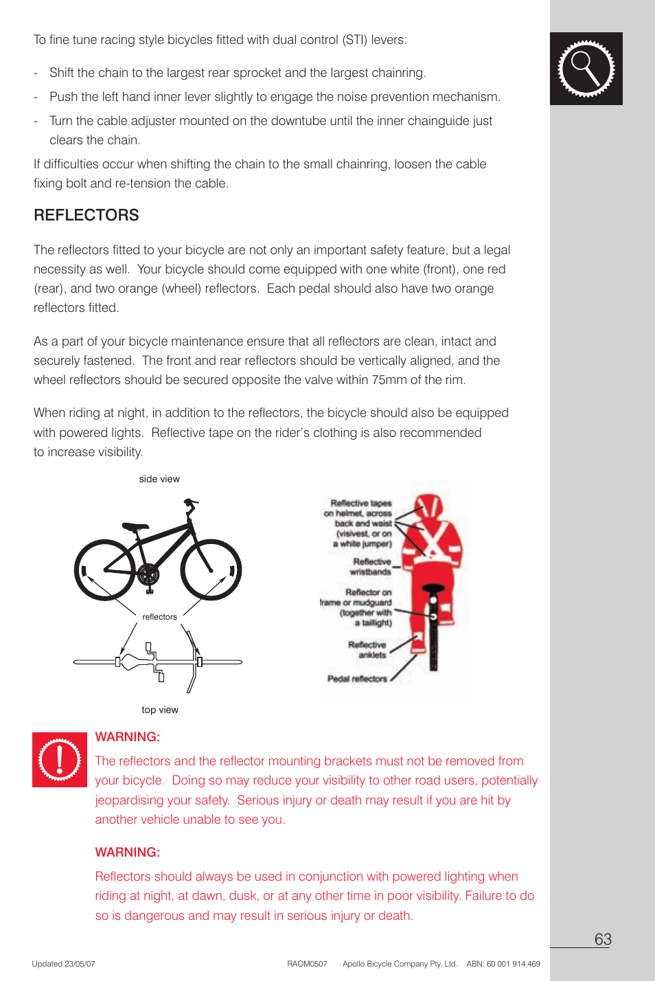 Warning | Apollo Radius User Manual | Page 65 / 72