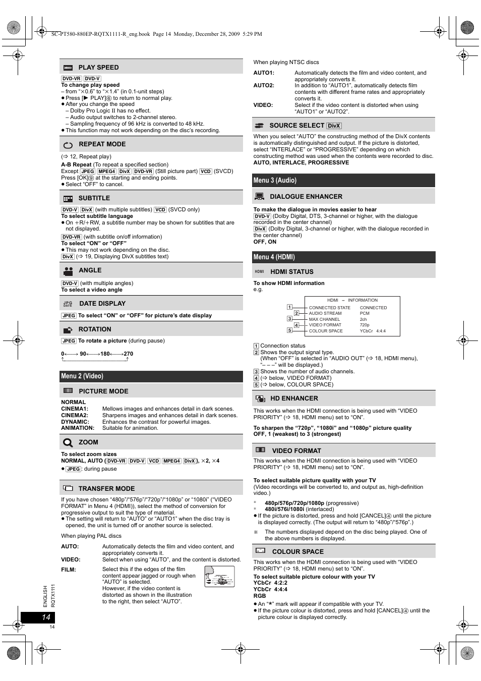 Panasonic SCPT880EP User Manual | Page 14 / 102