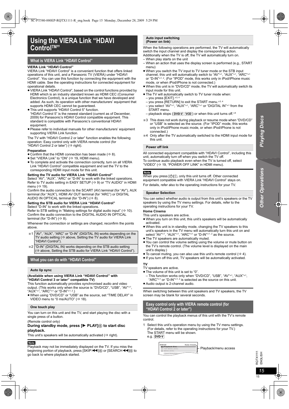 Using the viera link “hdavi control, Reference, What is viera link “hdavi control | What you can do with “hdavi control | Panasonic SCPT880EP User Manual | Page 15 / 102