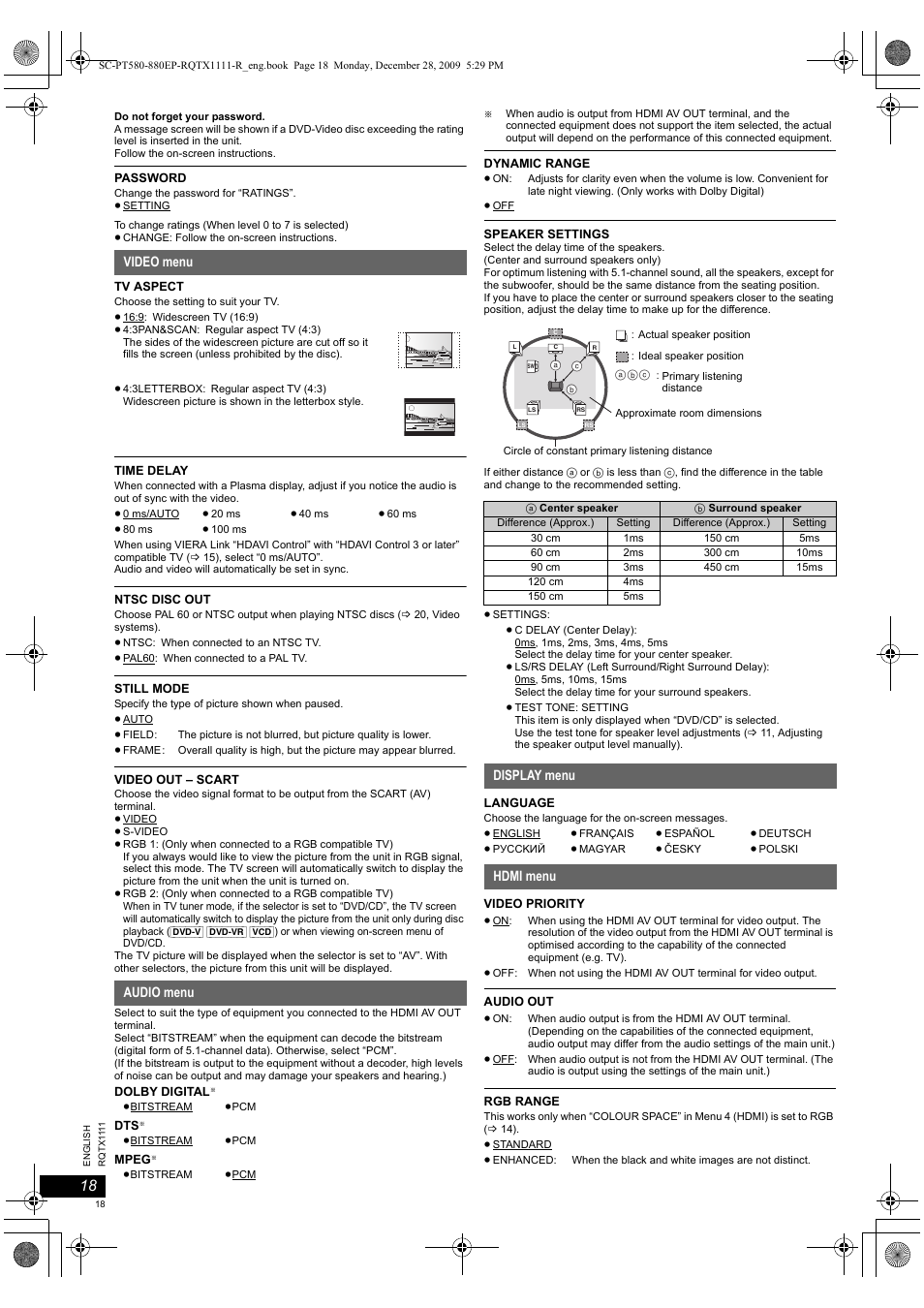 Panasonic SCPT880EP User Manual | Page 18 / 102