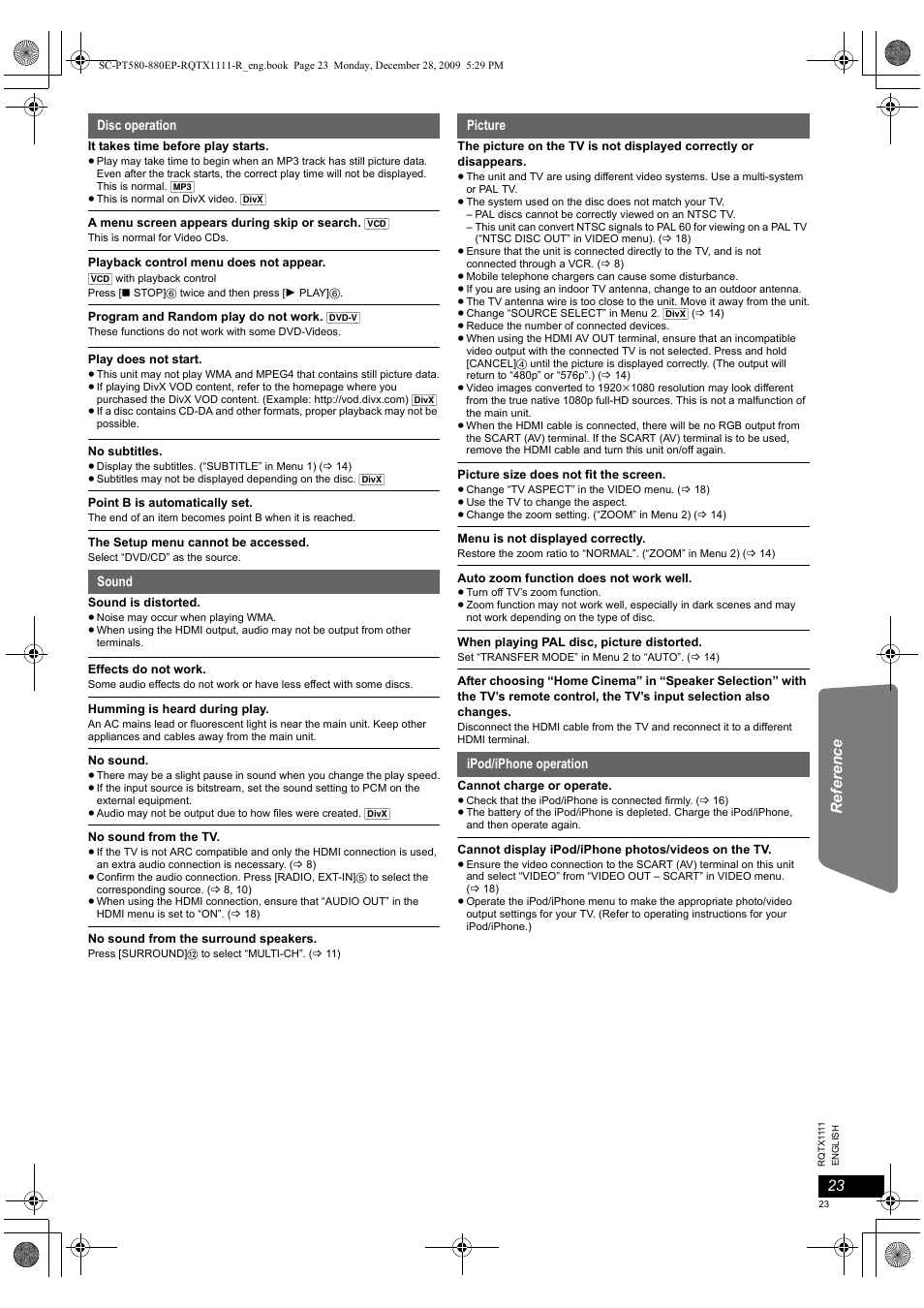 Panasonic SCPT880EP User Manual | Page 23 / 102