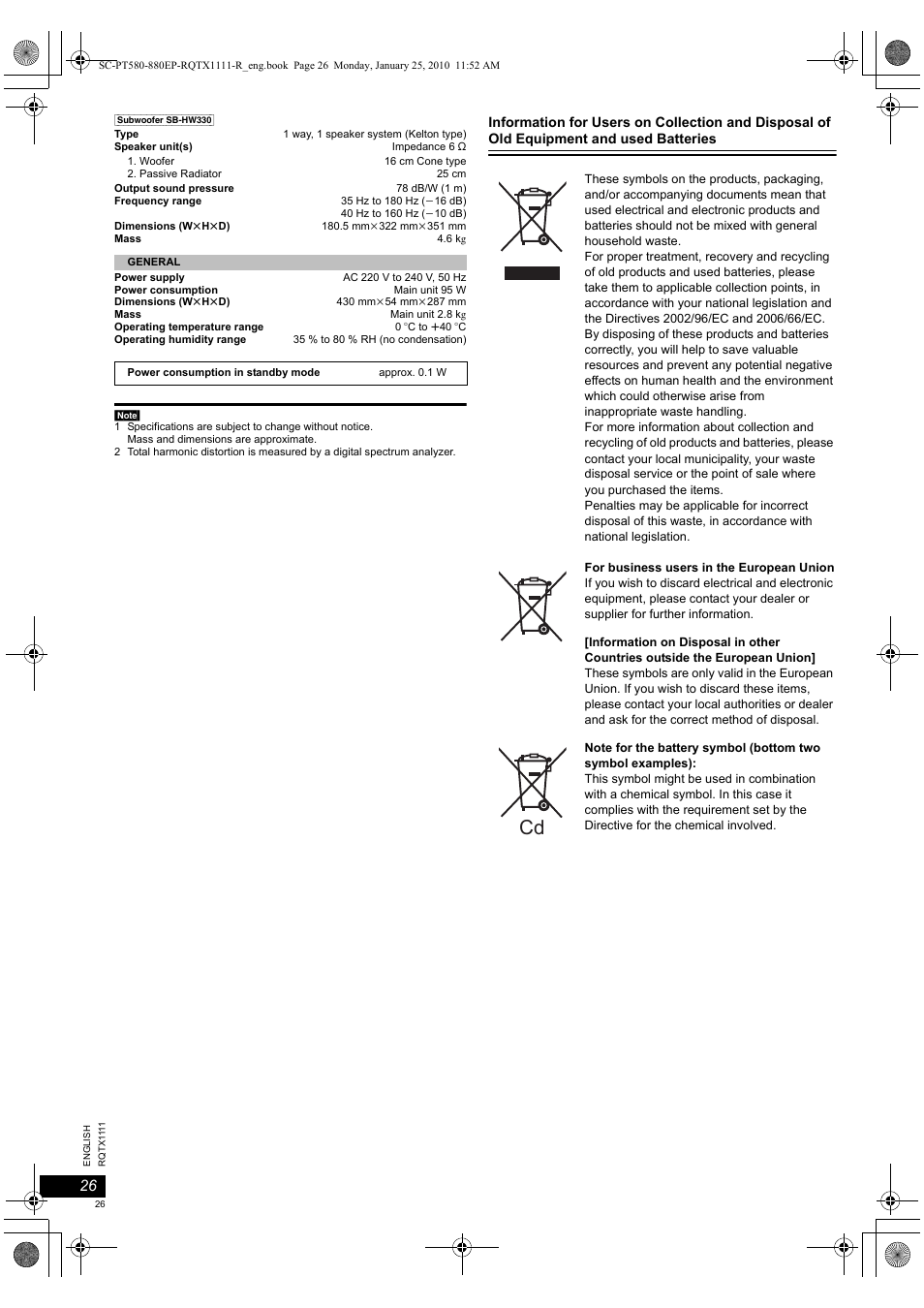 Panasonic SCPT880EP User Manual | Page 26 / 102