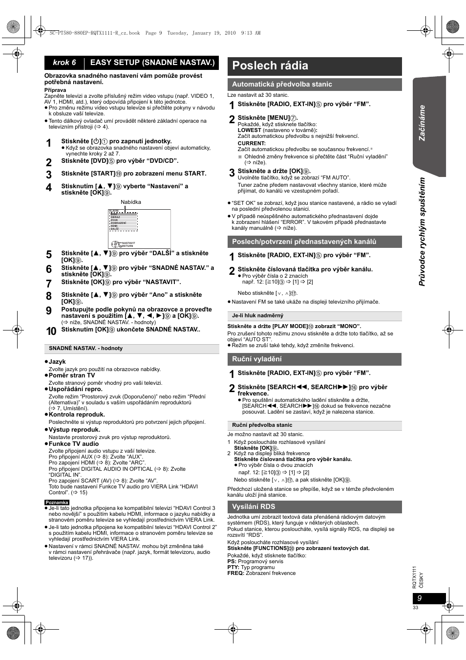 Poslech rádia | Panasonic SCPT880EP User Manual | Page 33 / 102