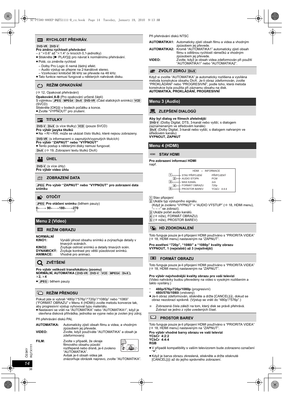Panasonic SCPT880EP User Manual | Page 38 / 102