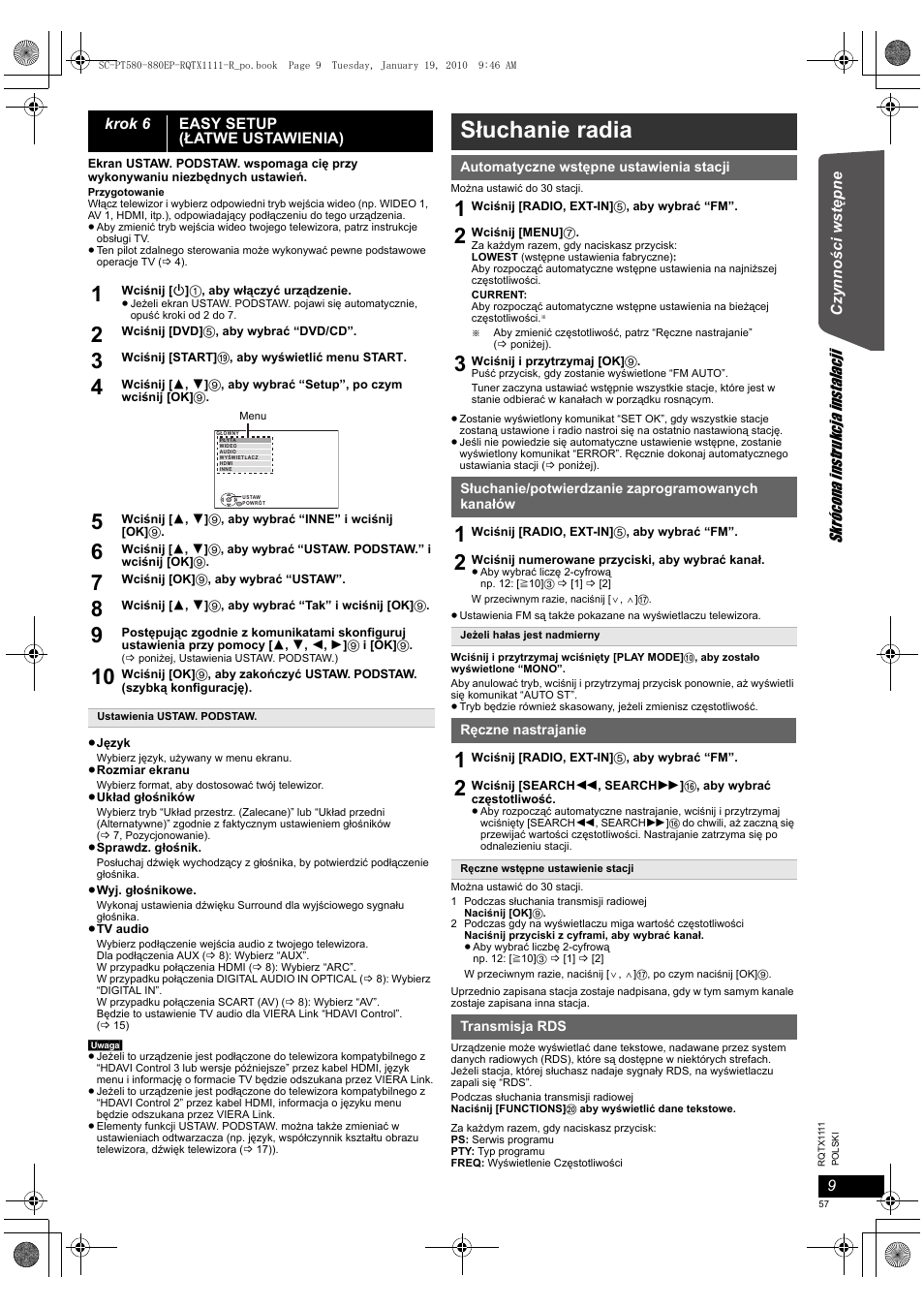 Słuchanie radia | Panasonic SCPT880EP User Manual | Page 57 / 102