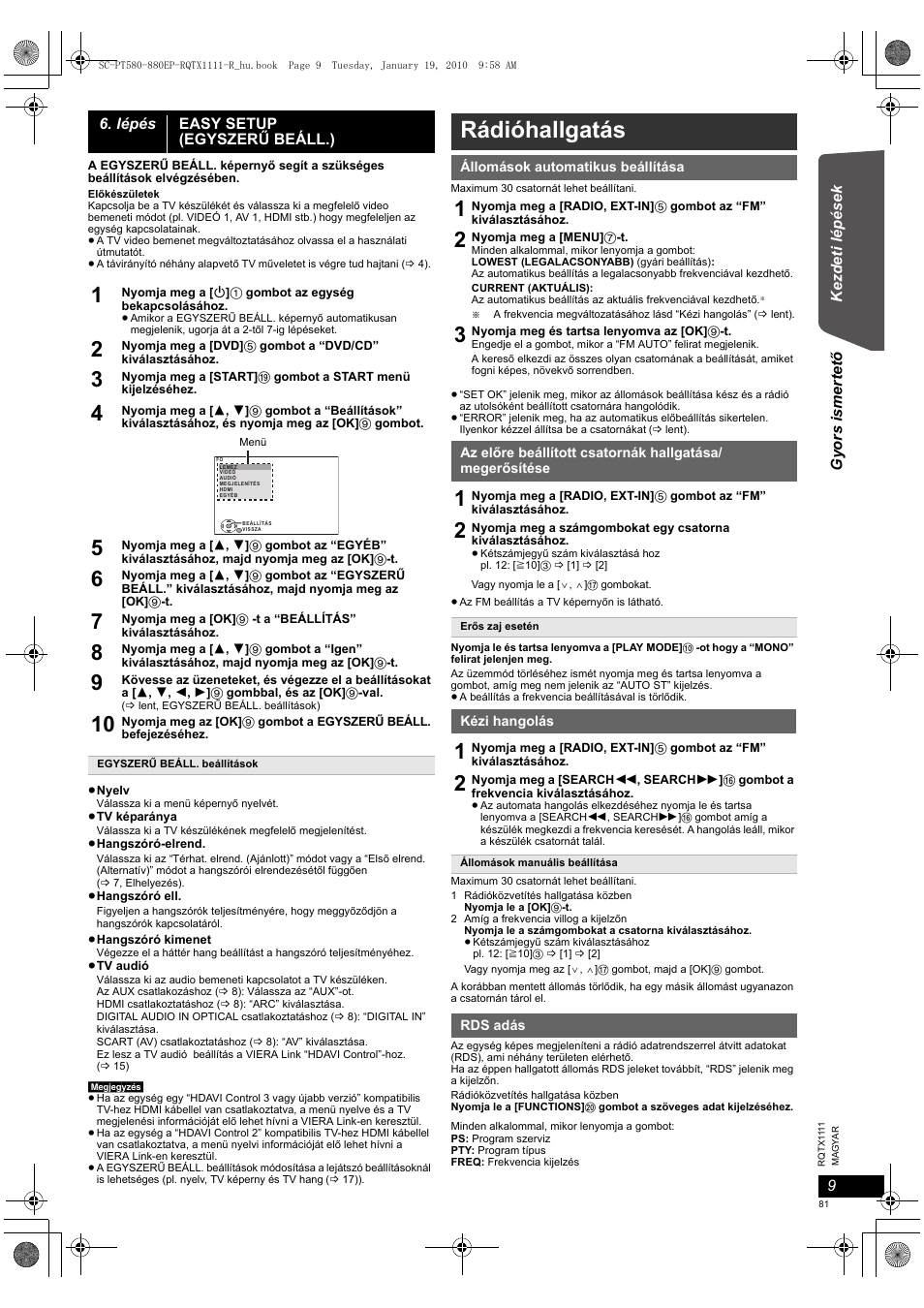 Rádióhallgatás | Panasonic SCPT880EP User Manual | Page 81 / 102