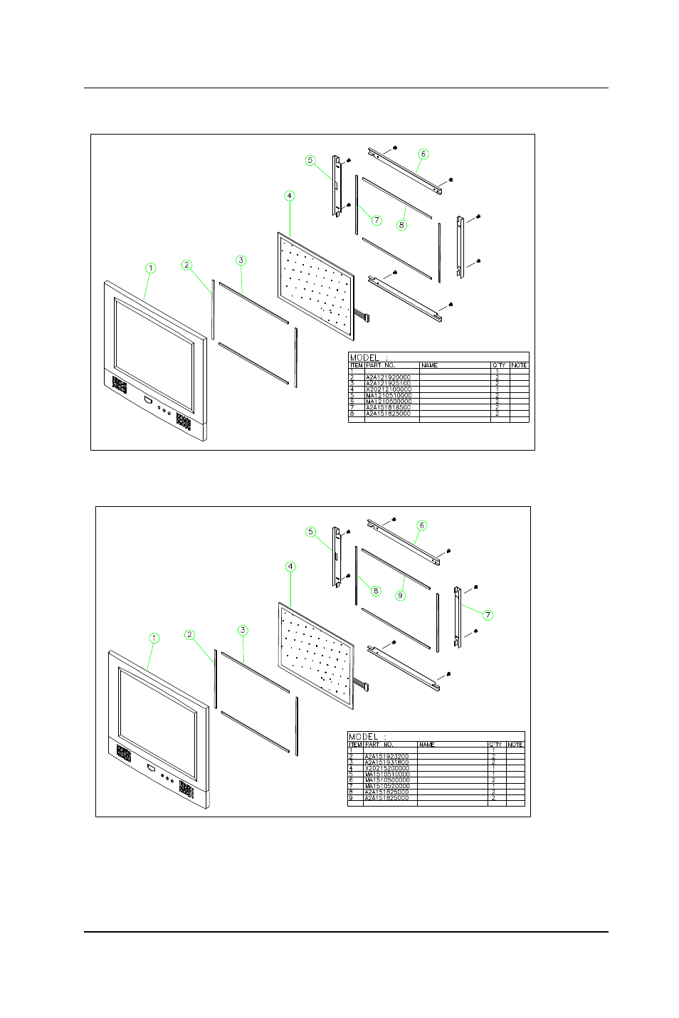 6: apollo 120 f, 7: apollo 120 f, Igure | Ront bezel assembly | Apollo 150 User Manual | Page 71 / 188