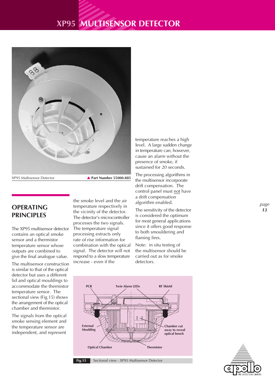 Xp95 multisensor detector, Operating principles | Apollo XP95 User Manual | Page 13 / 24