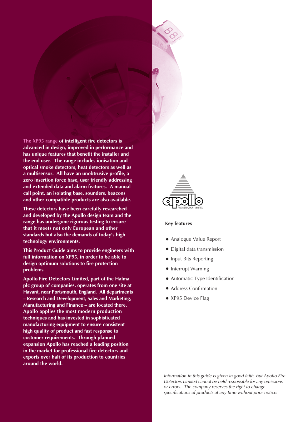 Apollo XP95 User Manual | Page 2 / 24