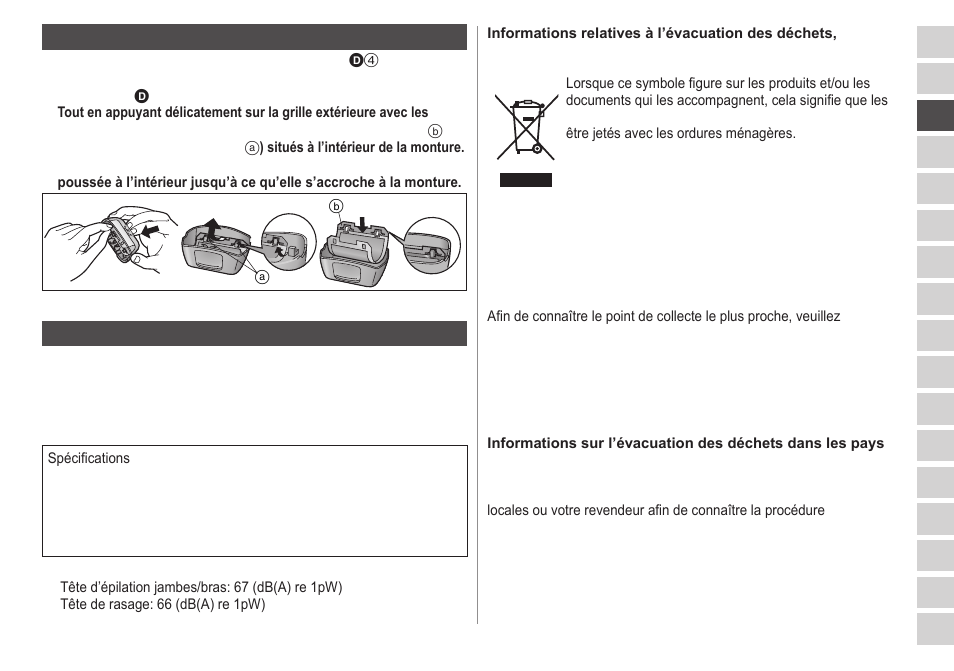 Remplacementdelagrilleextérieure, Garantie | Panasonic ESWS20 User Manual | Page 19 / 90