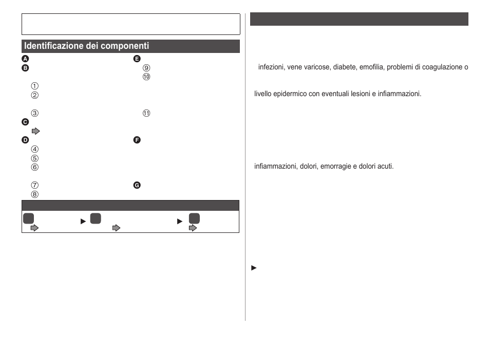 Identificazione dei componenti, Importante | Panasonic ESWS20 User Manual | Page 20 / 90