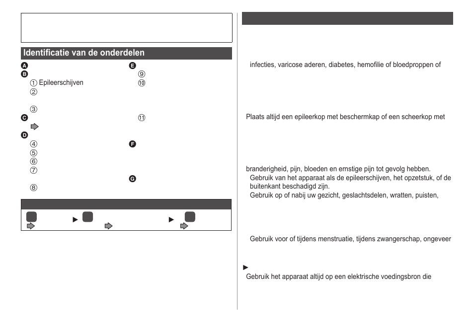 Identificatie van de onderdelen, Belangrijk | Panasonic ESWS20 User Manual | Page 30 / 90