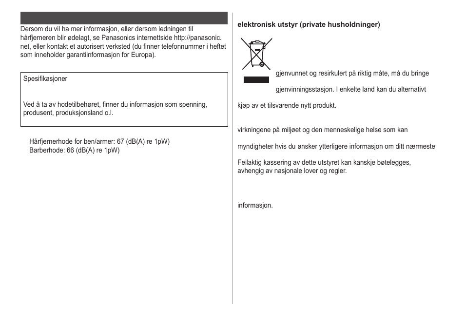 Garanti | Panasonic ESWS20 User Manual | Page 44 / 90