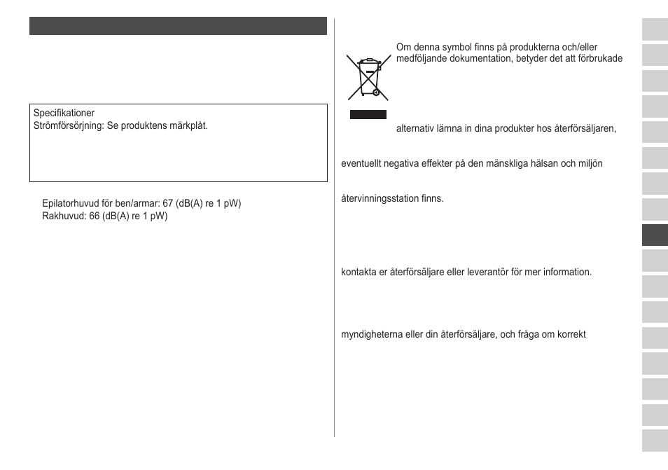 Garanti | Panasonic ESWS20 User Manual | Page 49 / 90