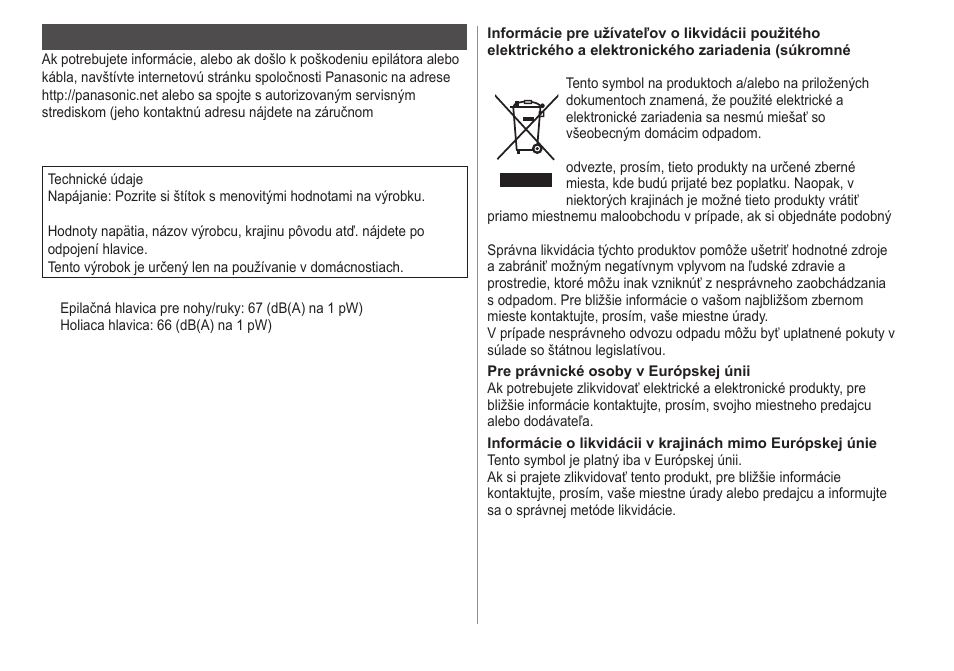 Záruka | Panasonic ESWS20 User Manual | Page 74 / 90