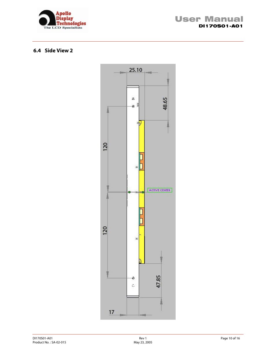User manual, 4 side view 2 | Apollo SA-02-015 User Manual | Page 10 / 16