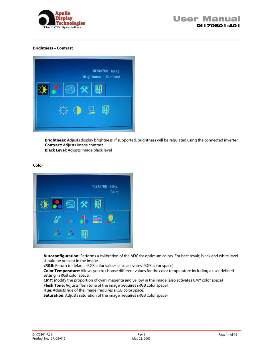 User manual | Apollo SA-02-015 User Manual | Page 14 / 16