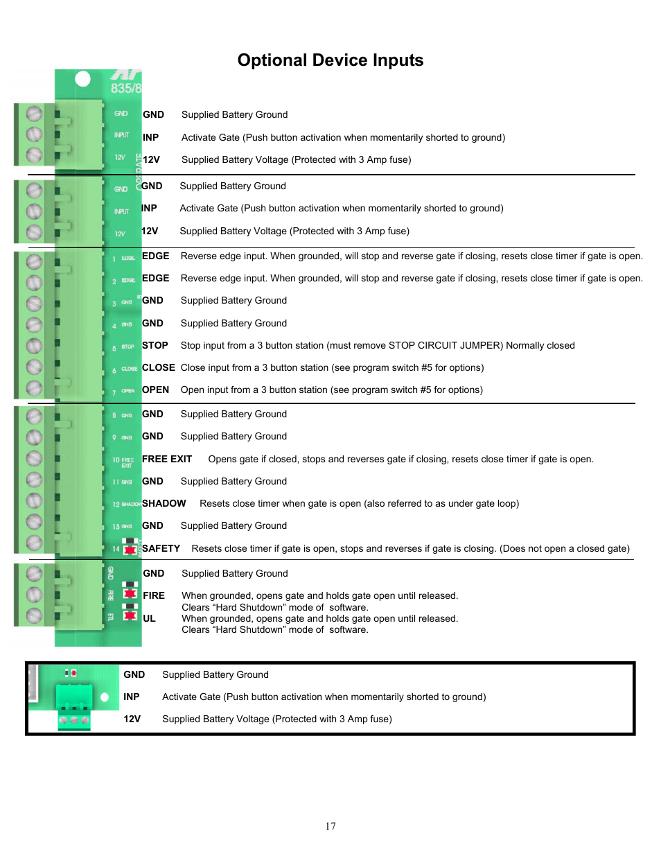 Optional device inputs | Apollo 1650ETL User Manual | Page 17 / 23