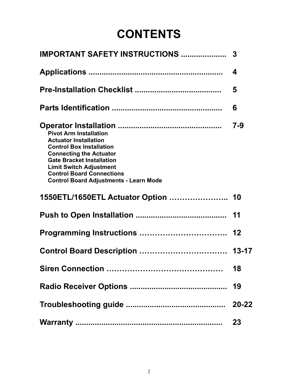 Apollo 1650ETL User Manual | Page 2 / 23