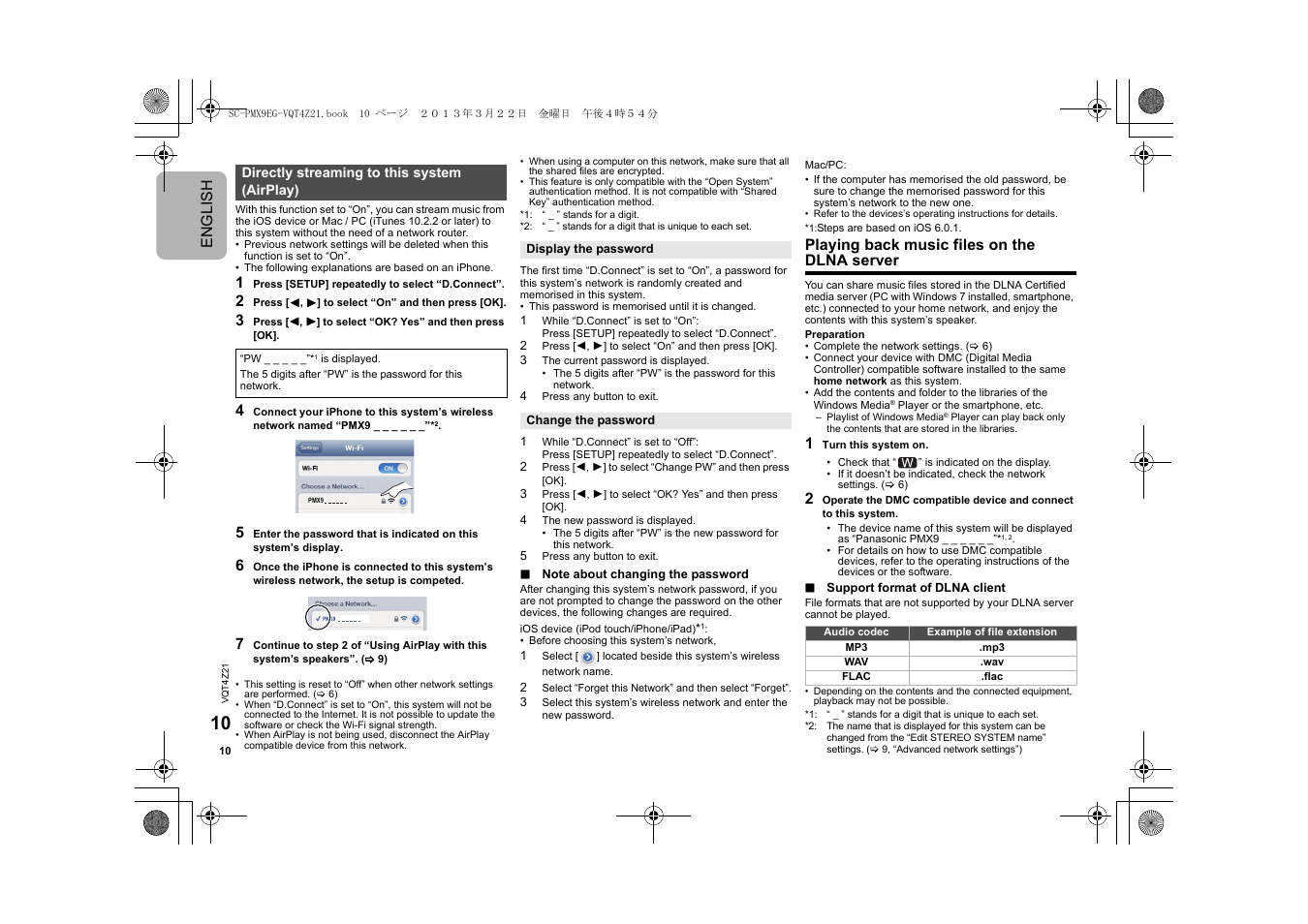 Engl ish, Playing back music files on the dlna server | Panasonic SCPMX9EG User Manual | Page 10 / 76