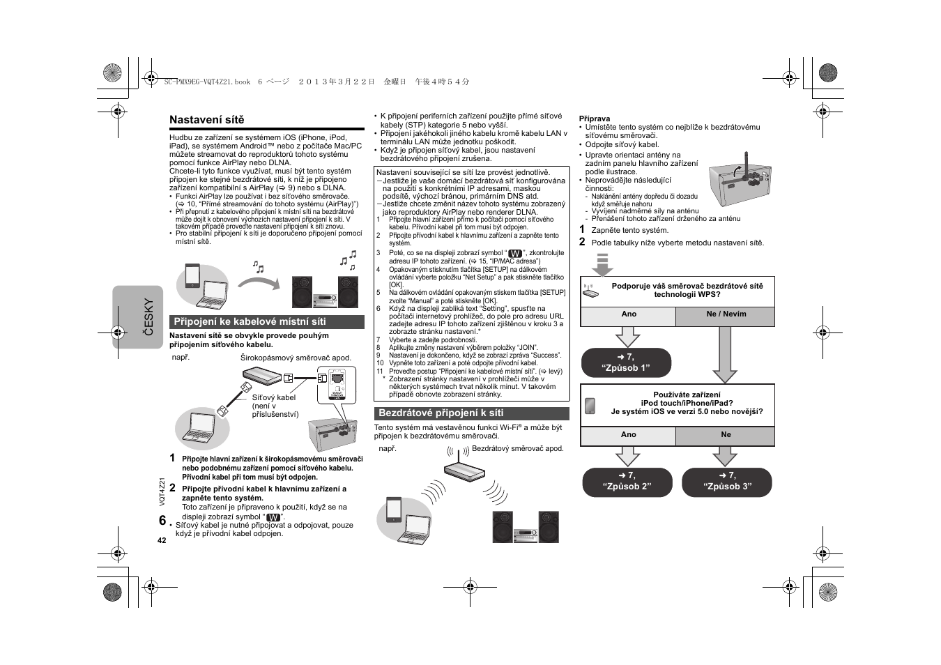 Česky, Nastavení sítě | Panasonic SCPMX9EG User Manual | Page 42 / 76