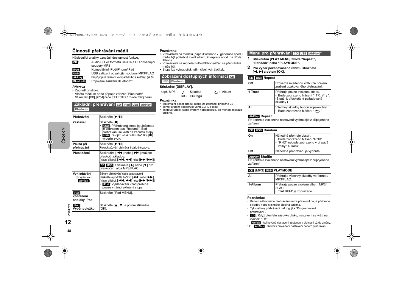 Česky | Panasonic SCPMX9EG User Manual | Page 48 / 76