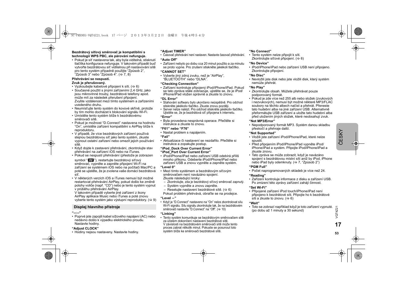 Česk y | Panasonic SCPMX9EG User Manual | Page 53 / 76