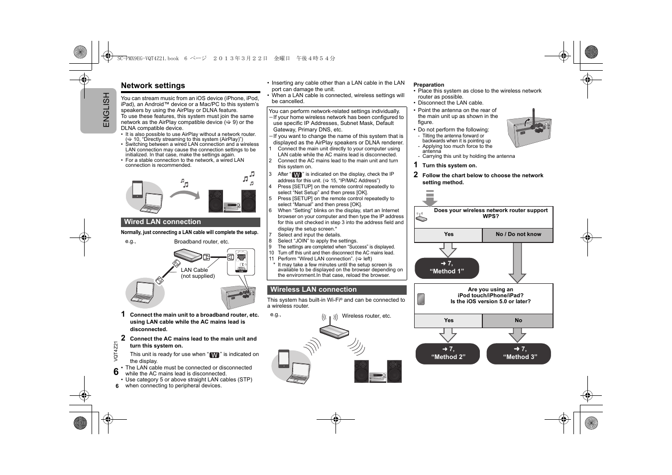 Engl ish network settings | Panasonic SCPMX9EG User Manual | Page 6 / 76