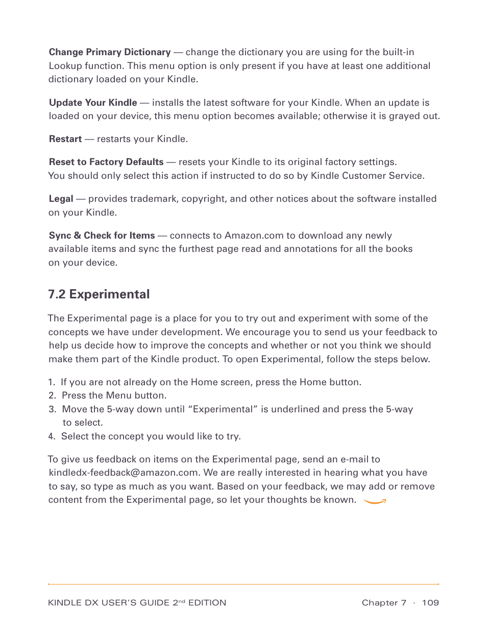 2 experimental | Amazon Technologies Kindle DX D00611 User Manual | Page 109 / 147