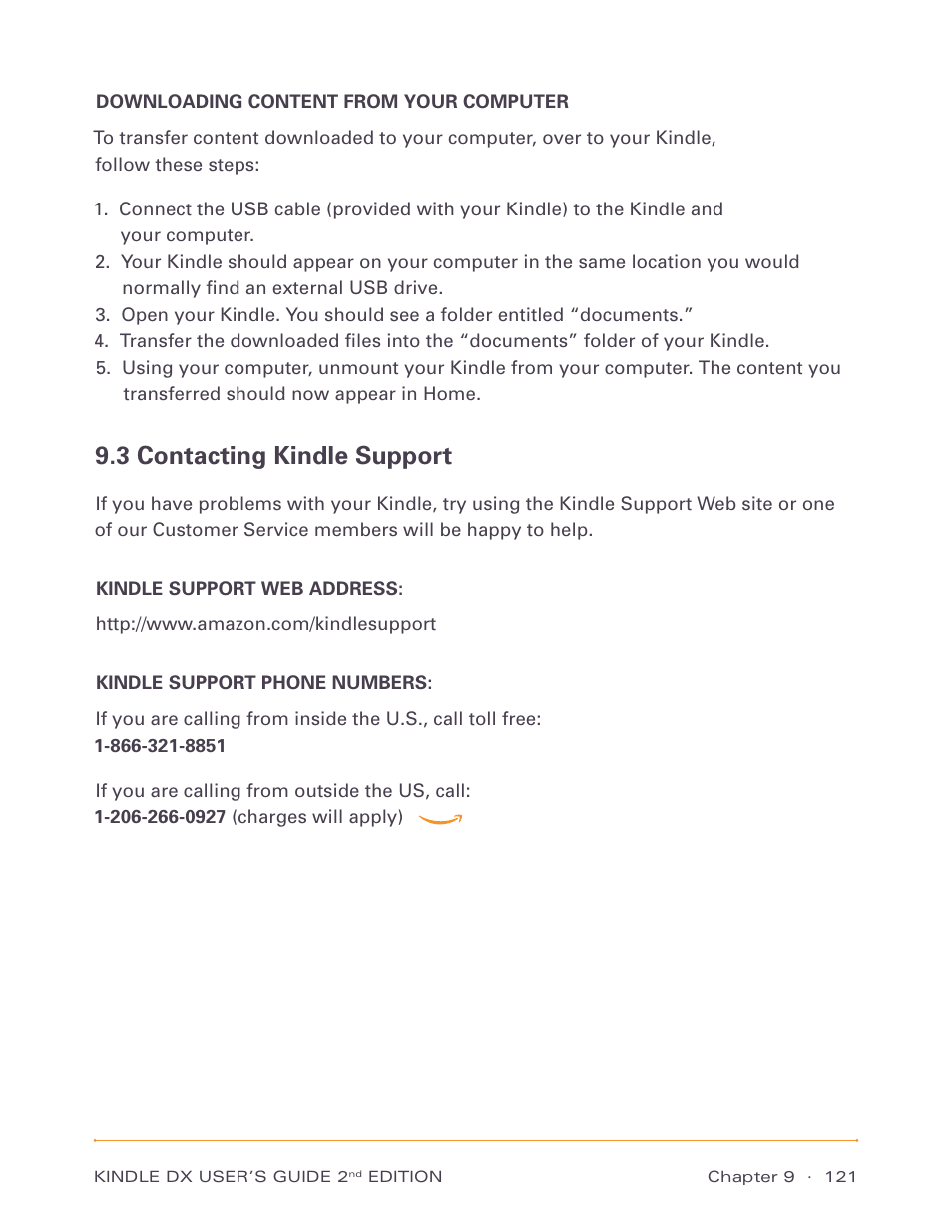 3 contacting kindle support | Amazon Technologies Kindle DX D00611 User Manual | Page 121 / 147