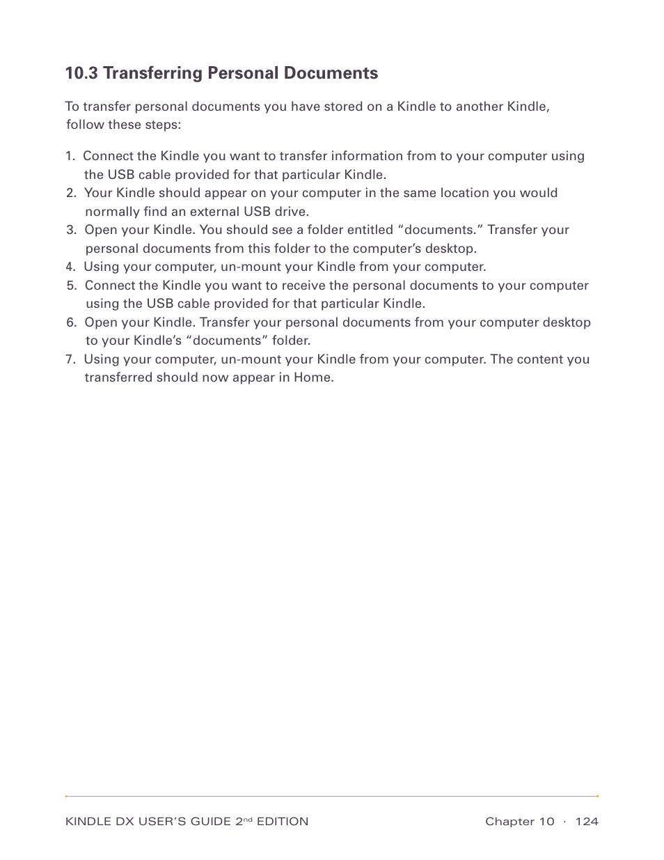 3 transferring personal documents | Amazon Technologies Kindle DX D00611 User Manual | Page 124 / 147