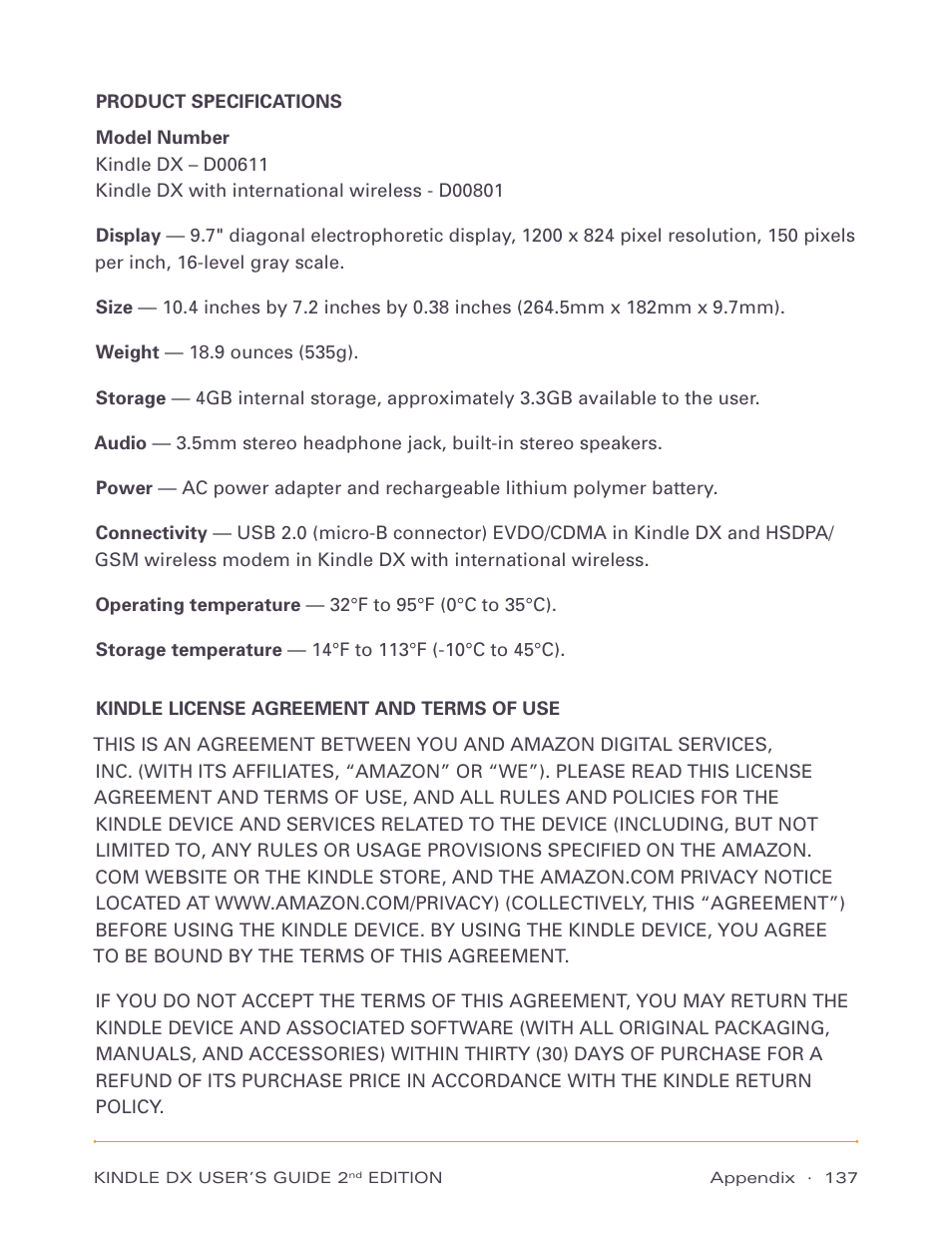 Amazon Technologies Kindle DX D00611 User Manual | Page 137 / 147