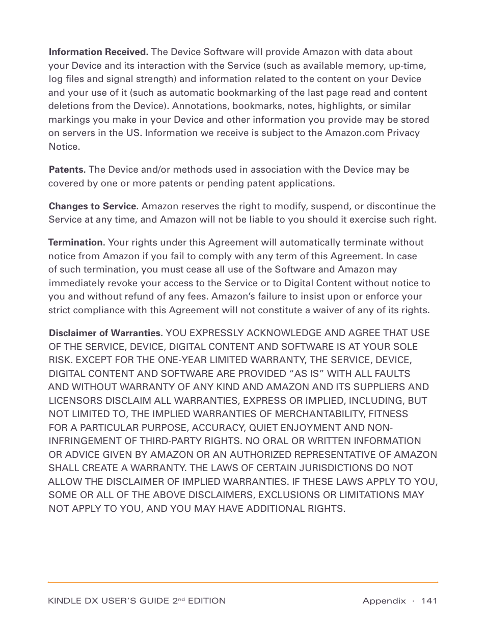 Amazon Technologies Kindle DX D00611 User Manual | Page 141 / 147