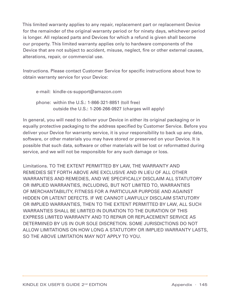 Amazon Technologies Kindle DX D00611 User Manual | Page 145 / 147