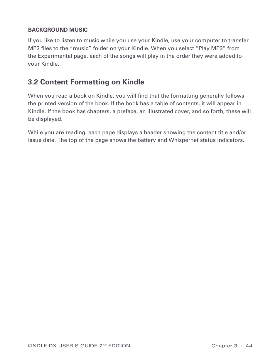 2 content formatting on kindle | Amazon Technologies Kindle DX D00611 User Manual | Page 44 / 147