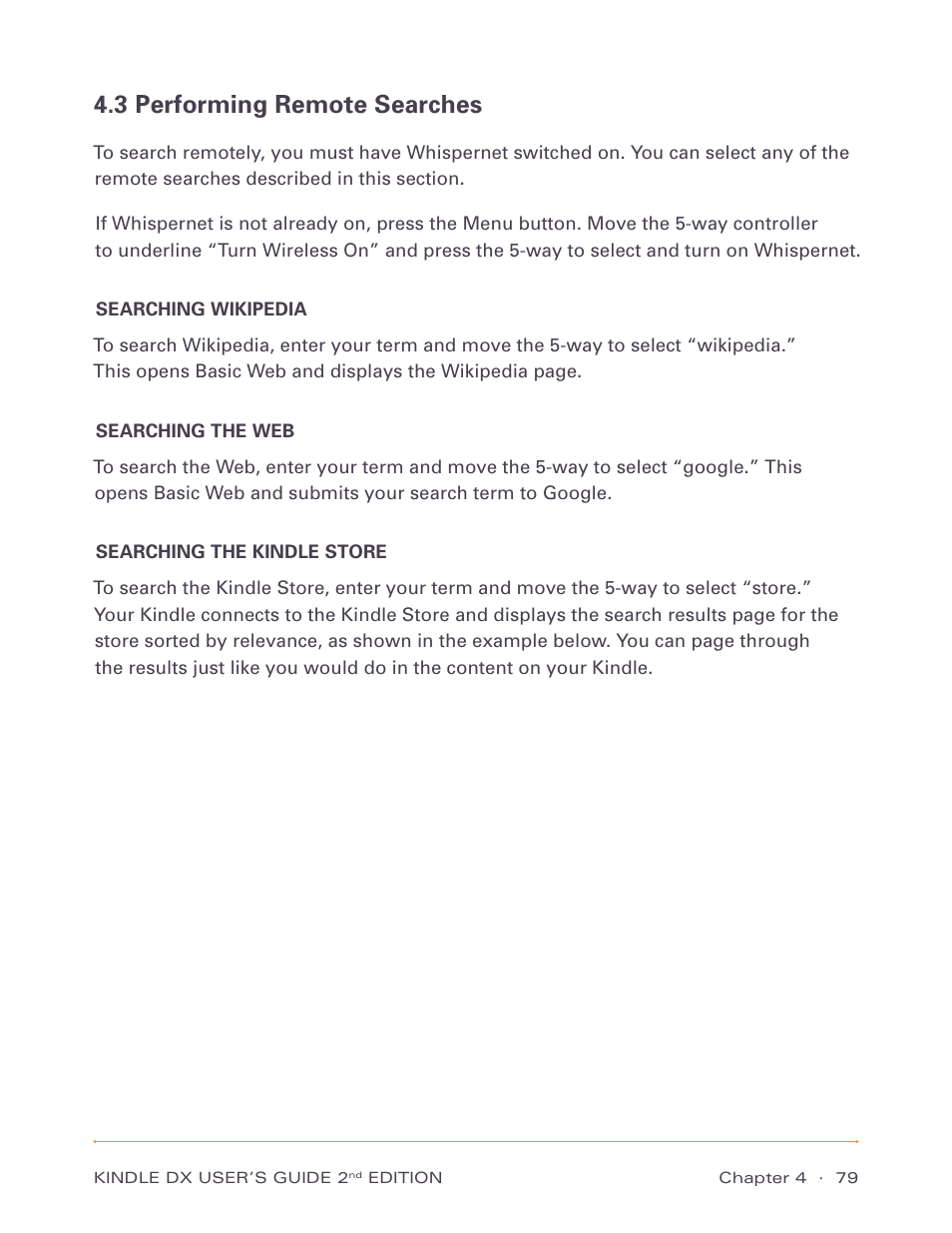 3 performing remote searches | Amazon Technologies Kindle DX D00611 User Manual | Page 79 / 147