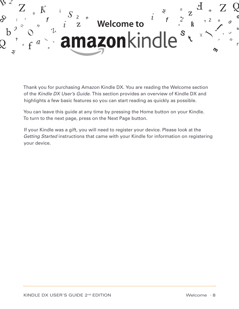 Welcome to | Amazon Technologies Kindle DX D00611 User Manual | Page 8 / 147