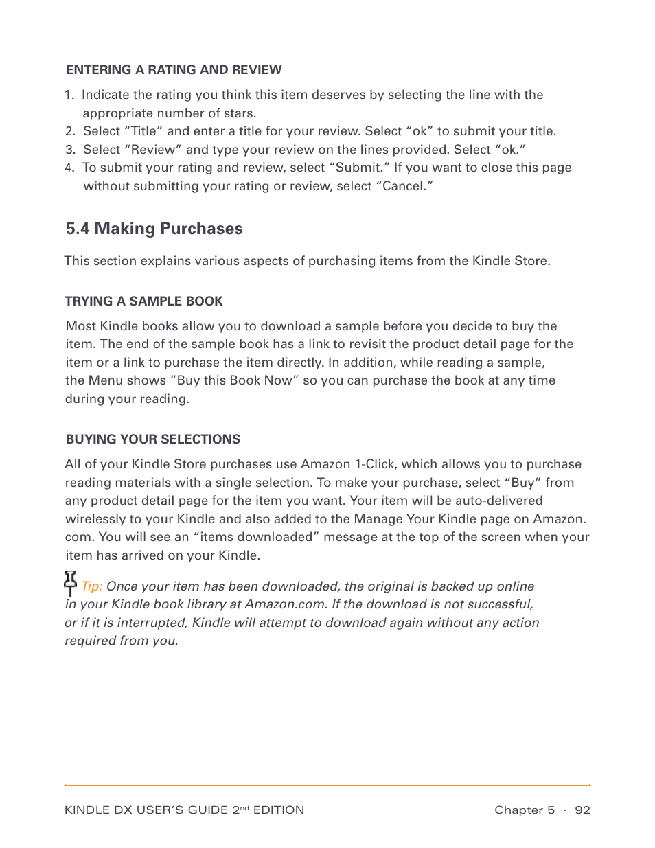 4 making purchases | Amazon Technologies Kindle DX D00611 User Manual | Page 92 / 147