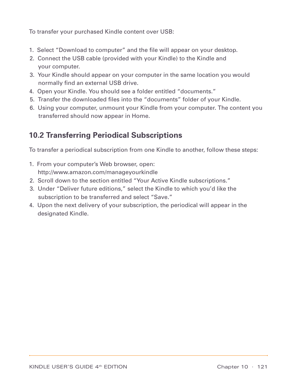 2 transferring periodical subscriptions | Amazon Technologies Kindle D00511 User Manual | Page 121 / 145