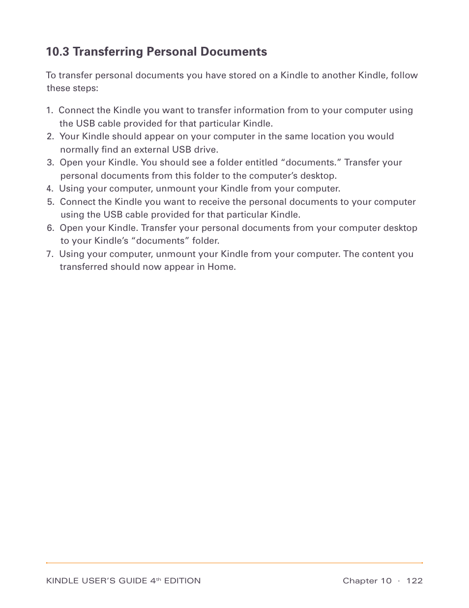 3 transferring personal documents | Amazon Technologies Kindle D00511 User Manual | Page 122 / 145