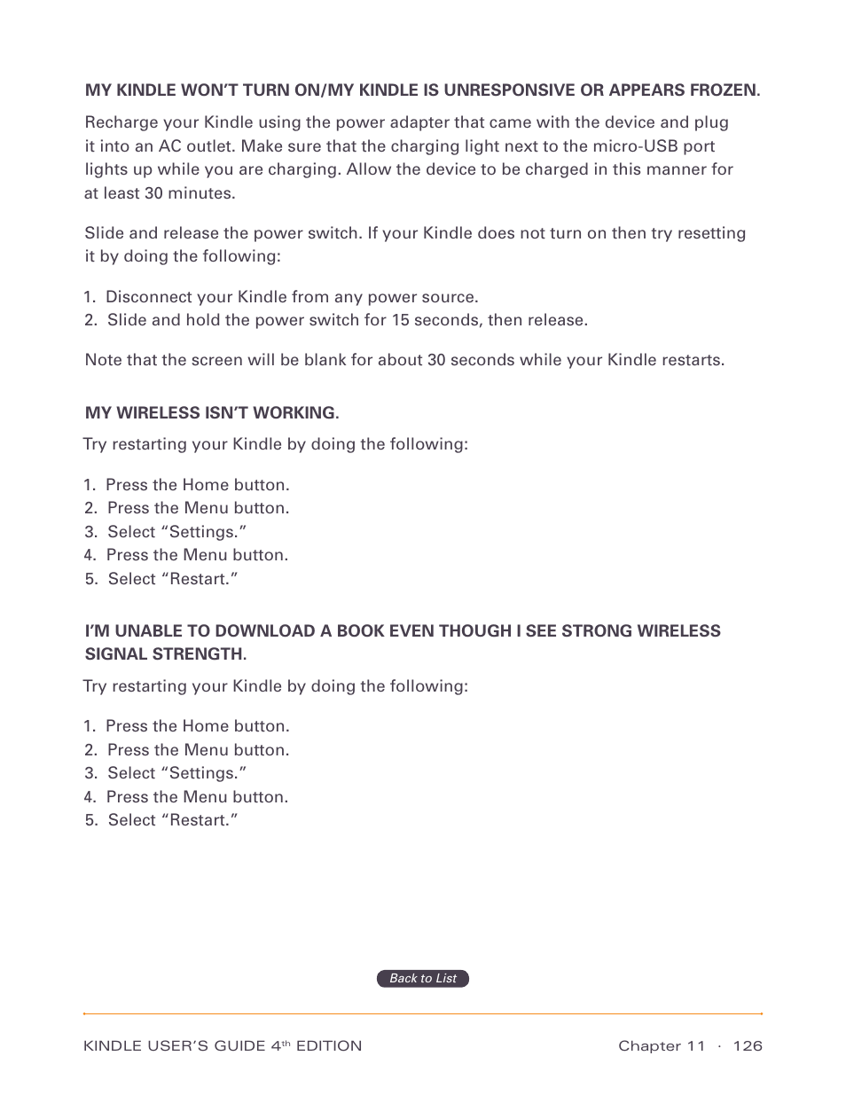 My wireless isn’t working | Amazon Technologies Kindle D00511 User Manual | Page 126 / 145