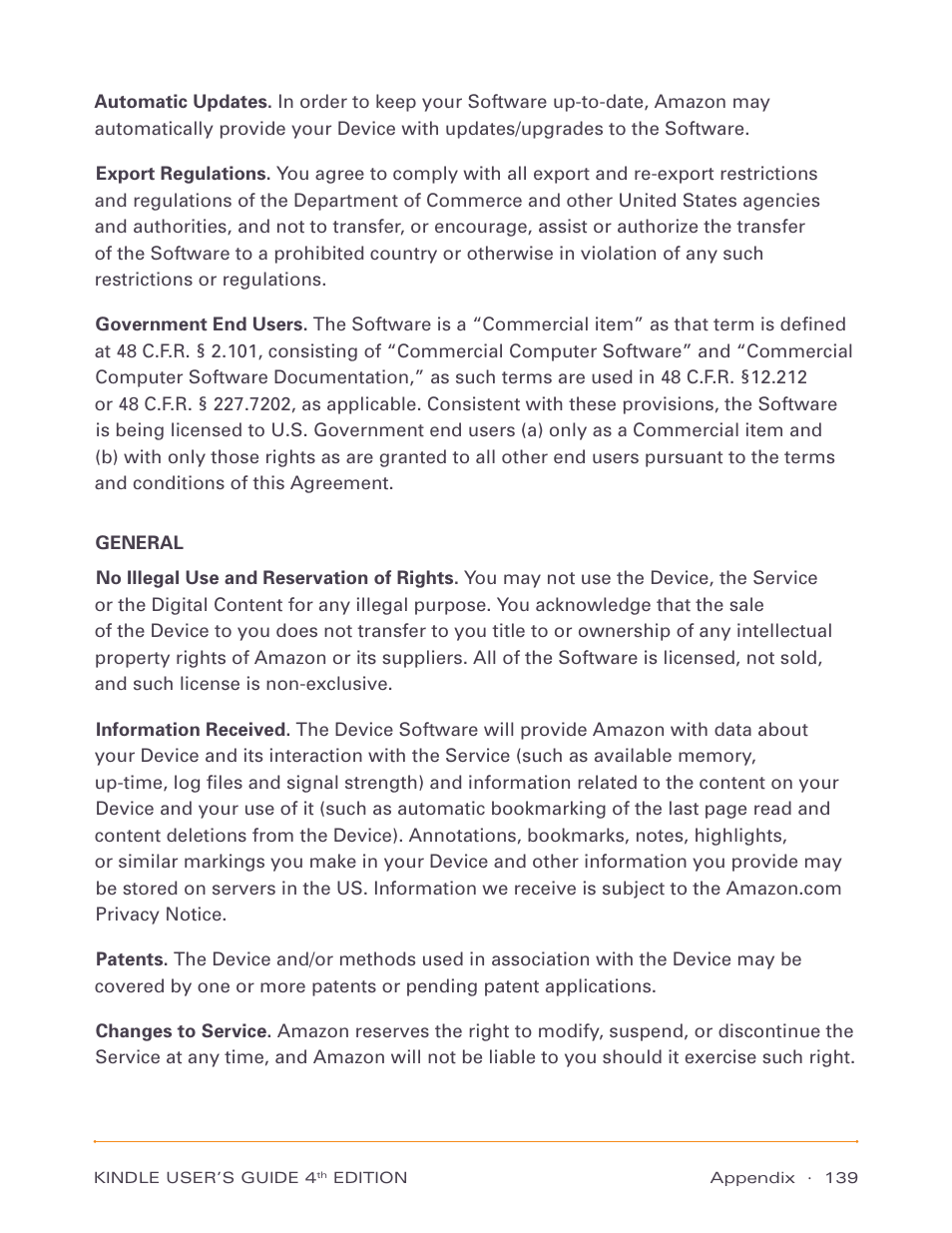 General | Amazon Technologies Kindle D00511 User Manual | Page 139 / 145