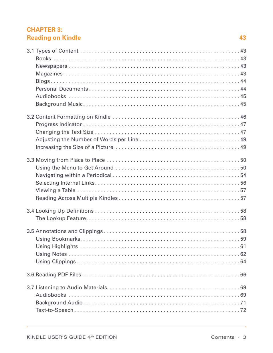 Chapter 3: reading on kindle 43 | Amazon Technologies Kindle D00511 User Manual | Page 3 / 145