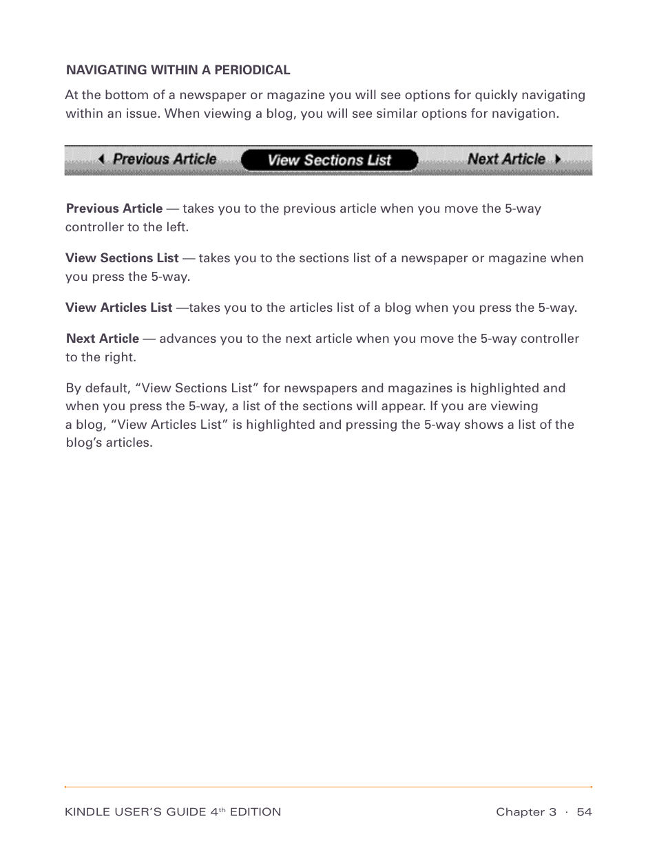 Navigating within a periodical | Amazon Technologies Kindle D00511 User Manual | Page 54 / 145