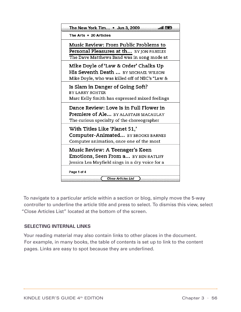 Selecting internal links | Amazon Technologies Kindle D00511 User Manual | Page 56 / 145