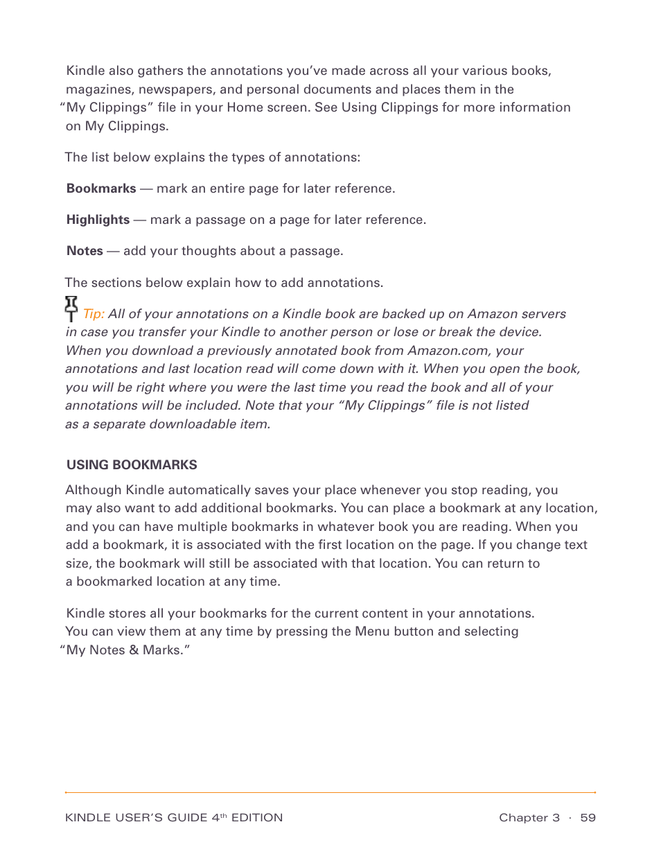 Using bookmarks | Amazon Technologies Kindle D00511 User Manual | Page 59 / 145