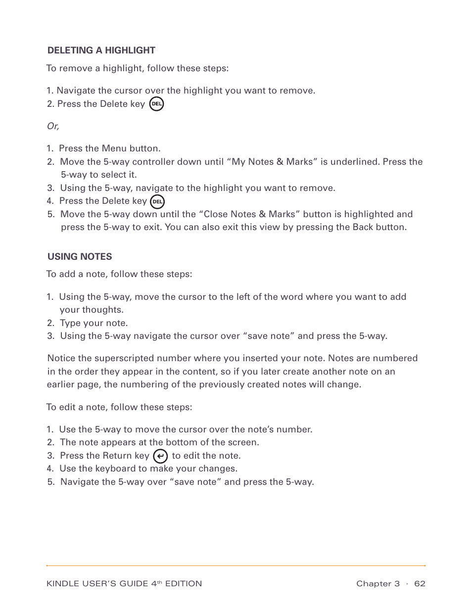 Using notes | Amazon Technologies Kindle D00511 User Manual | Page 62 / 145