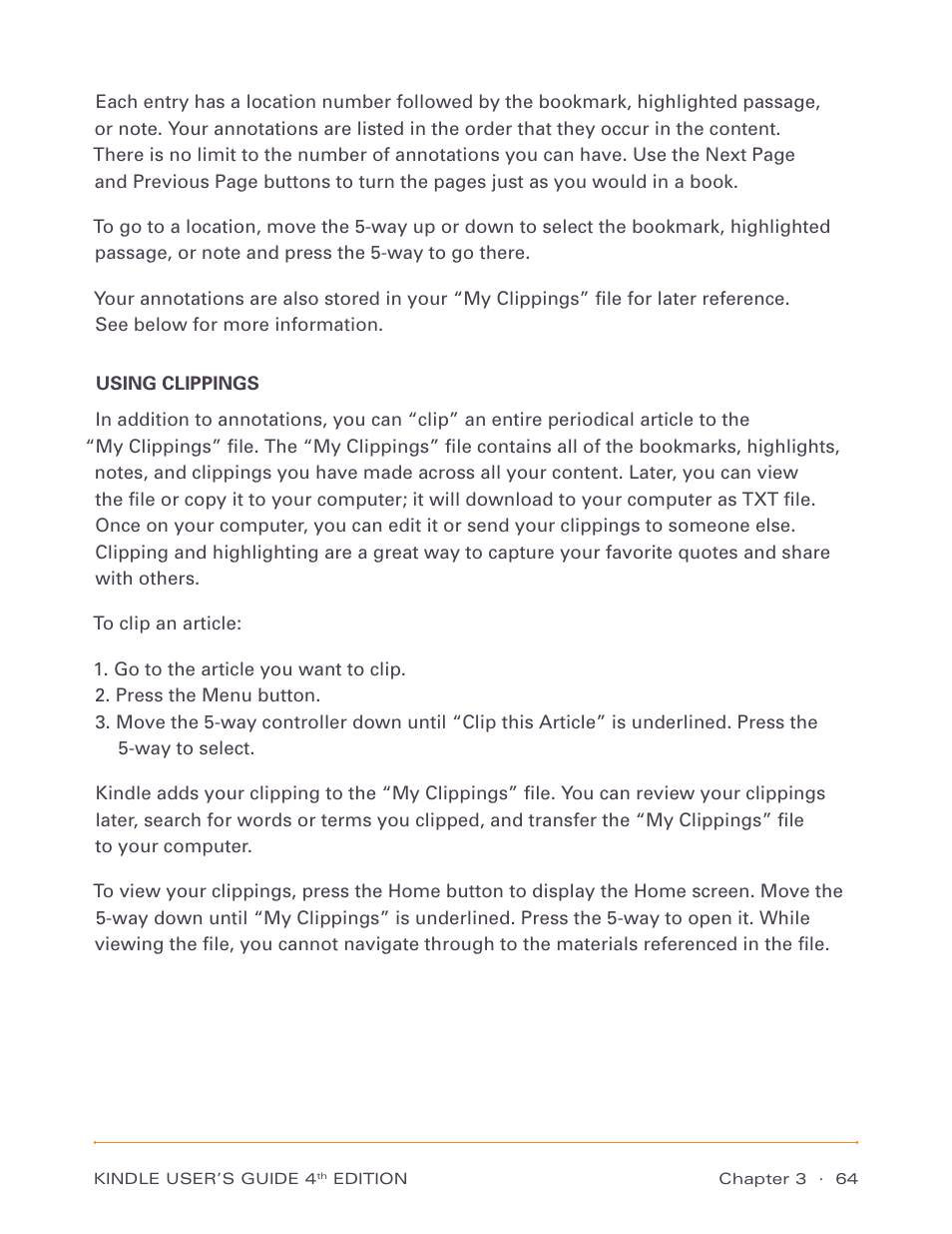 Using clippings | Amazon Technologies Kindle D00511 User Manual | Page 64 / 145