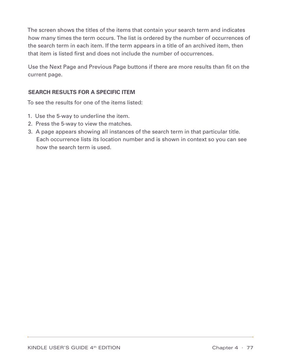Search results for a specific item | Amazon Technologies Kindle D00511 User Manual | Page 77 / 145