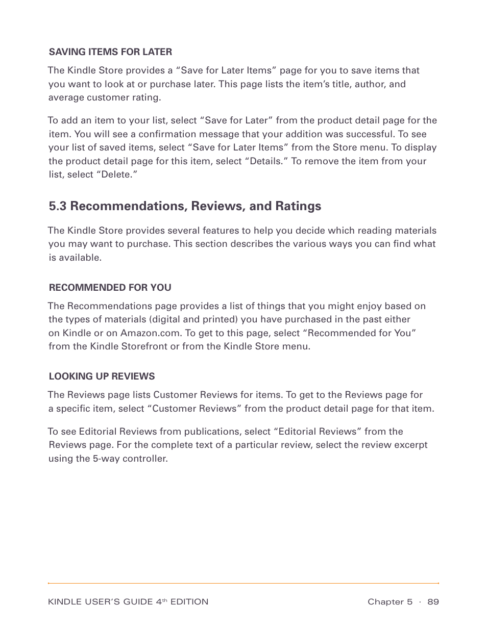 Saving items for later, 3 recommendations, reviews, and ratings, Recommended for you | Looking up reviews, Recommended for you looking up reviews | Amazon Technologies Kindle D00511 User Manual | Page 89 / 145